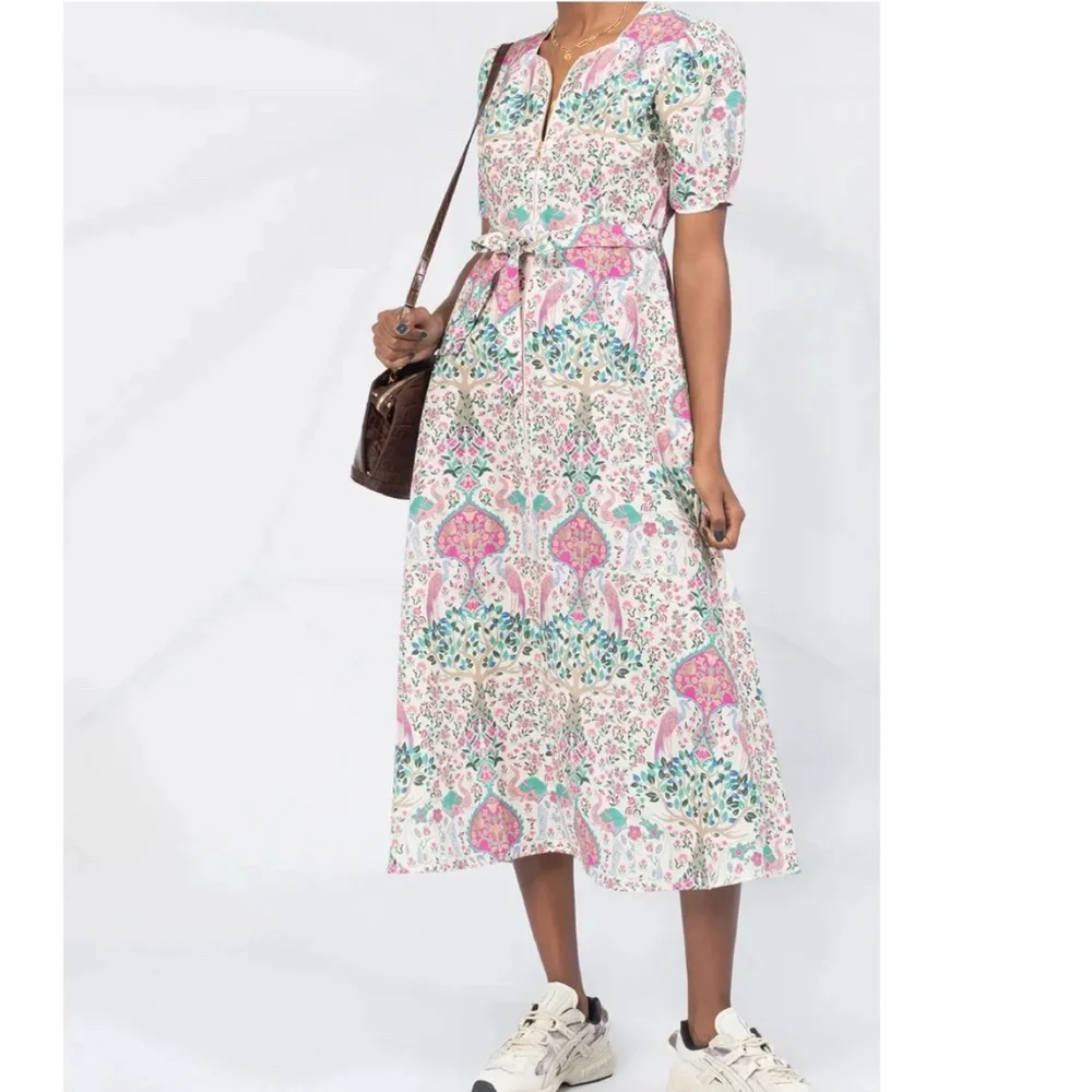 Sandro Paris Arya Floral Dress Linen blend - 36 - Picture 3 of 17